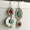 Bohemian Earrings in vintage silver with inlaid gemstones