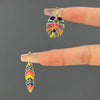 18K Gold Plated Bohemian colorful feather earrings