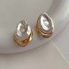 18K Gold Earrings with baroque pearl inlay