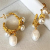 Baroque Pearl Hanging Earrings plated in 18K gold