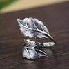 Adjustable Leaf-Shaped Ring in Vintage Silver 925