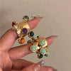 Vintage Ring with natural stone pendants plated in 18K gold