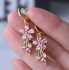 18 Karat Gold Plated hoop earrings with pink daisies