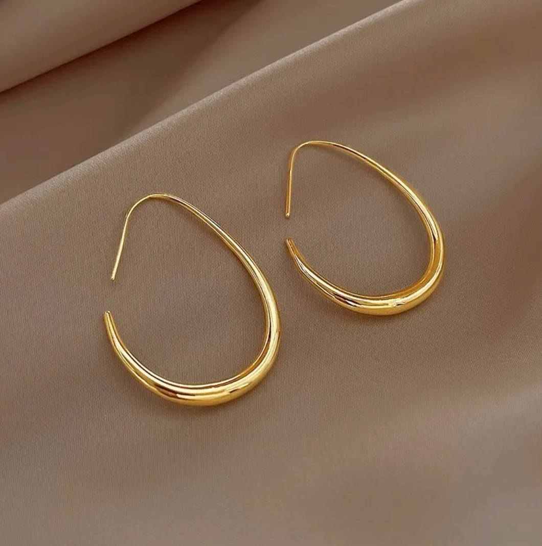 Large 18 Karat Gold Plated hoop earrings