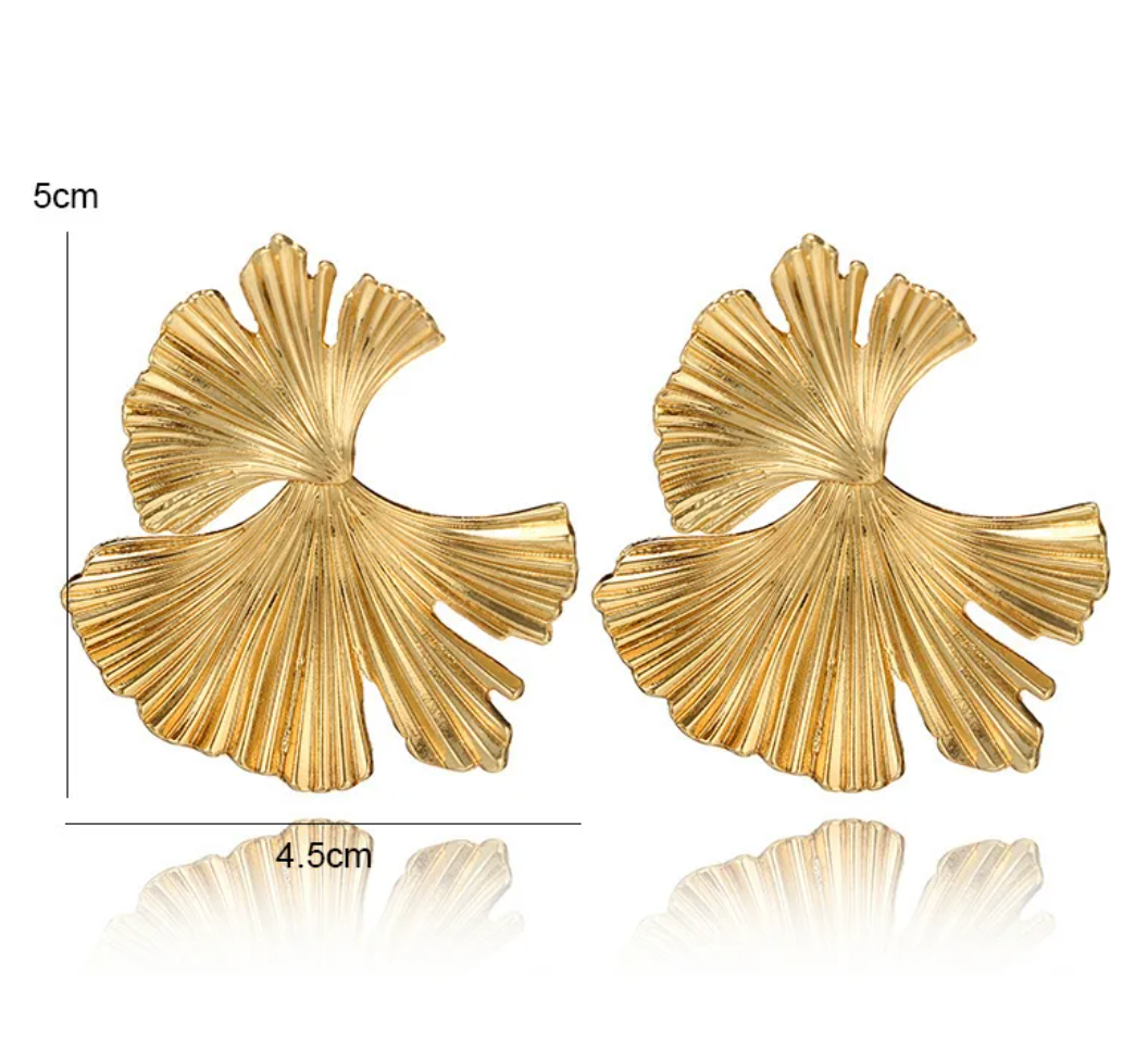 Gingko biloba 18 Karat Gold Plated Earrings