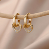 18 Karat Gold Plated Hoop Earrings with Heart Pendant