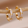 18 Karat Fine Gold Plated hoop earrings with geometric crystals