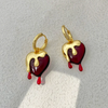 Very Small 18 Karat Gold Plated hoop earrings in cherry shape