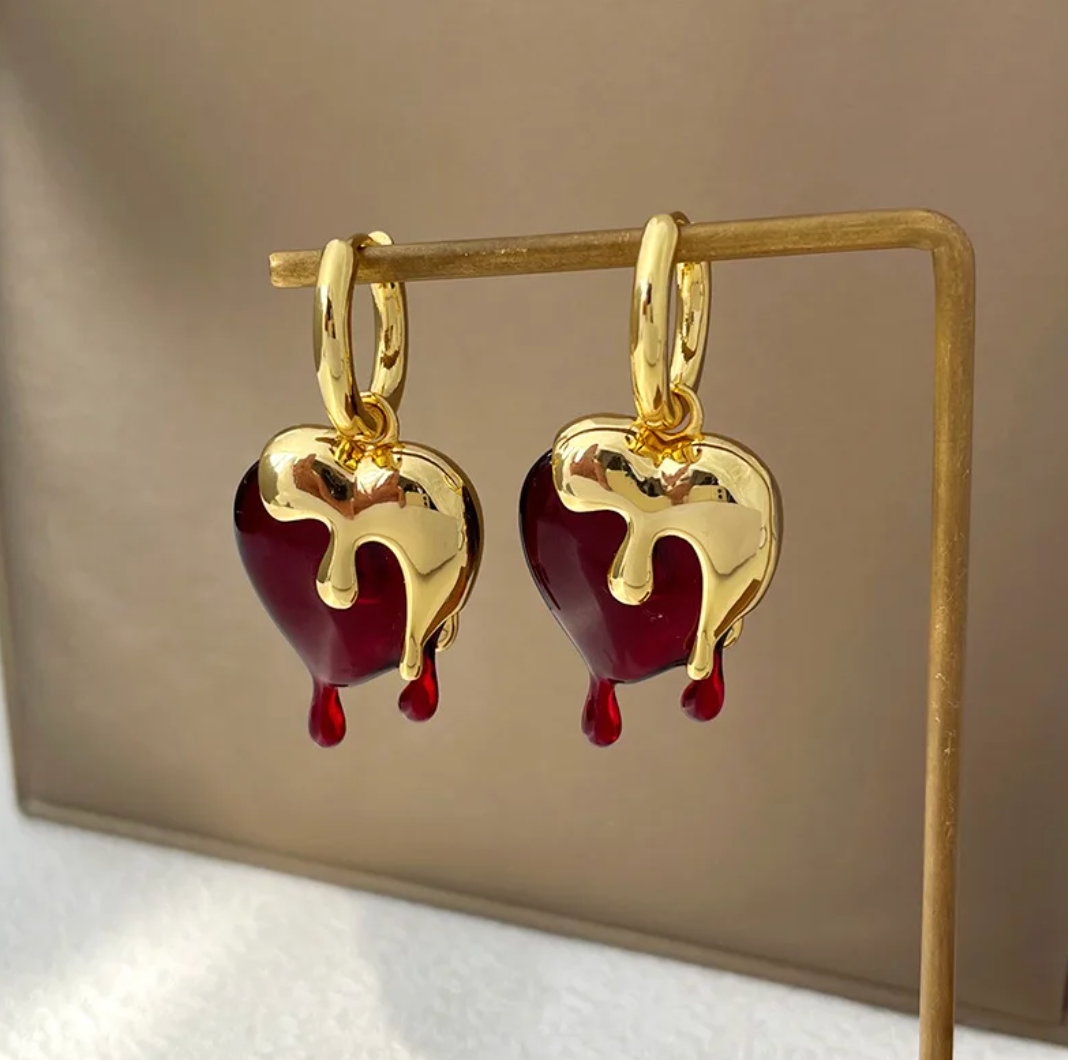 Very Small 18 Karat Gold Plated hoop earrings in cherry shape