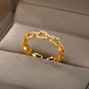 18 Karat Gold Plated ring love chain with rhinestones