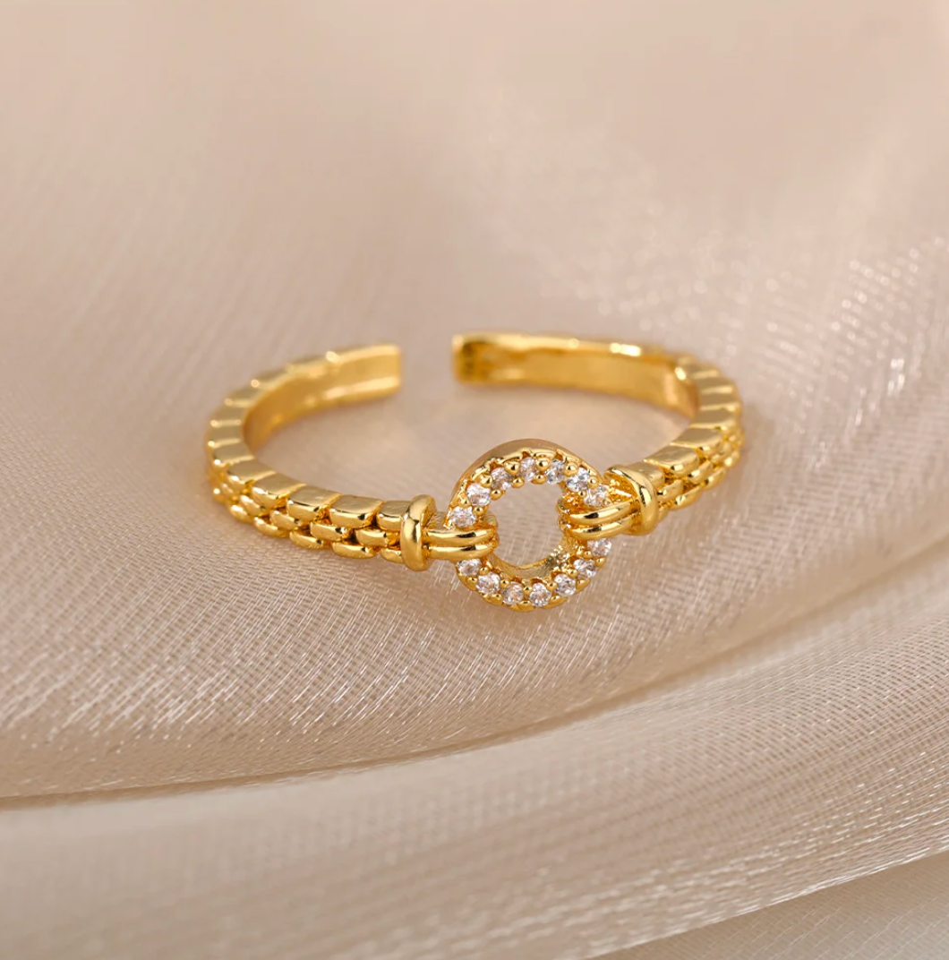 18 Karat Gold Plated Eternal Circle with Zirconia Ring