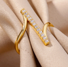 18 Karat Gold Plated Life Line Ring with Zirconias