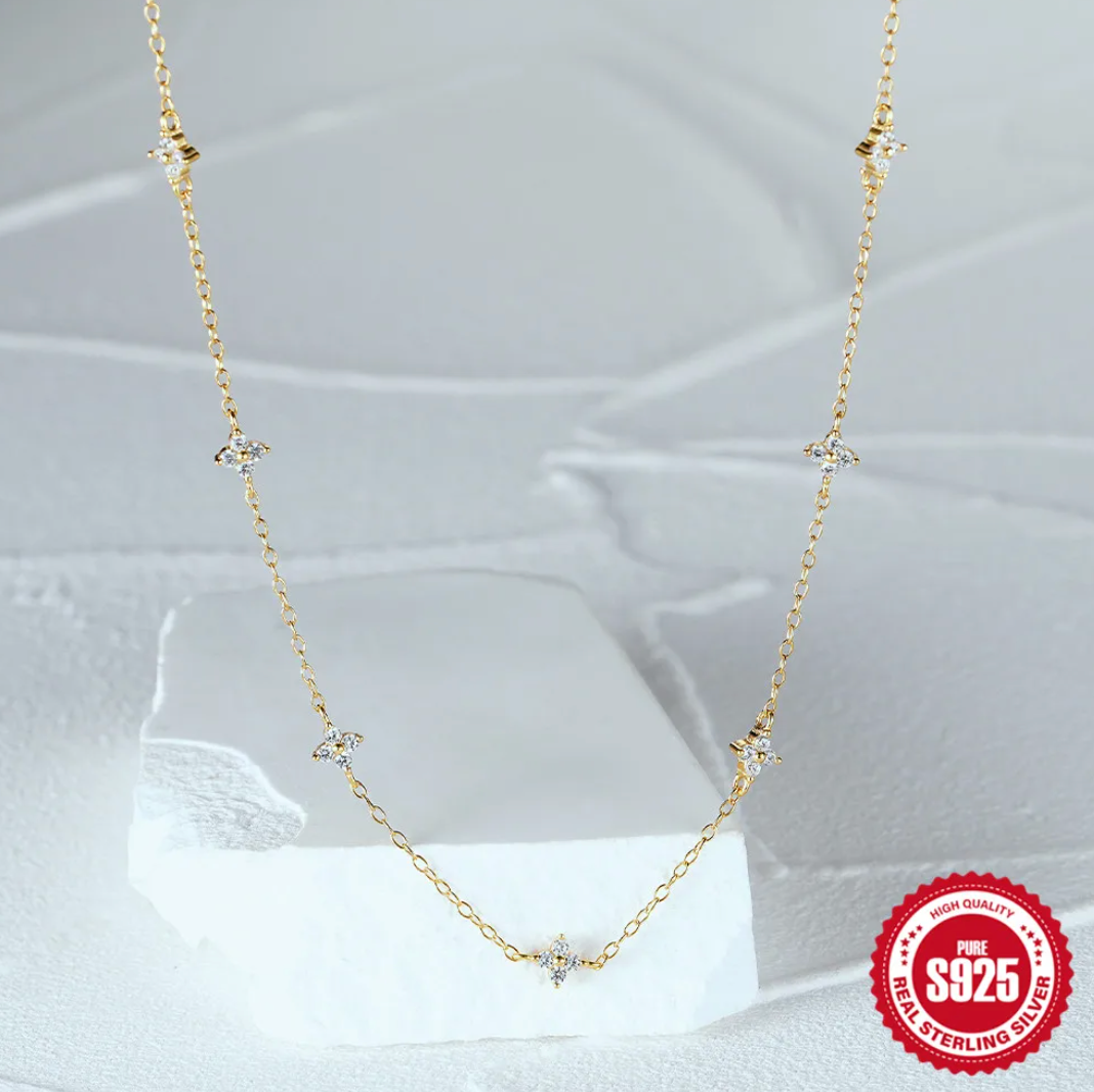 18 Karat Gold Plated necklace with small zirconia stones