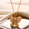 18 Karat Gold Plated Pink Butterfly Enamelled Necklace