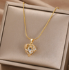 18 Karat Gold Plated necklace with white heart and rhinestones