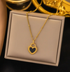 18 Karat Gold Plated Black Heart Enamelled Necklace