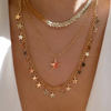 Triple 18 Karat Gold Plated necklace with choker and stars