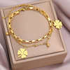 Double 18 Karat Gold Plated bracelet with lucky clovers