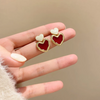 18K gold plated enameled heart button earrings