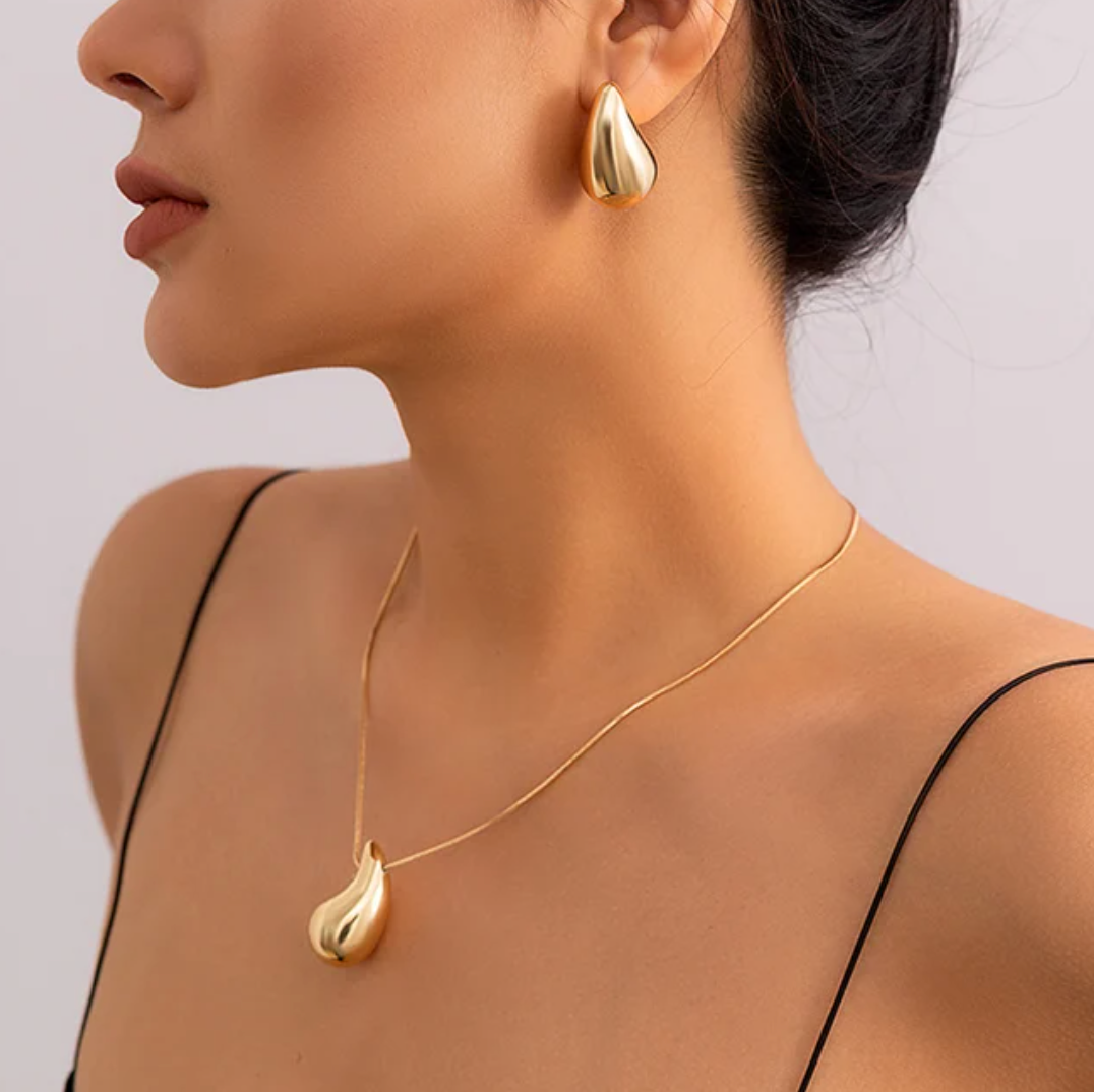 18K Gold plated water drops Set