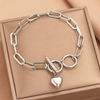 Bracelet with wide chain and big heart in 925 Sterling Silver