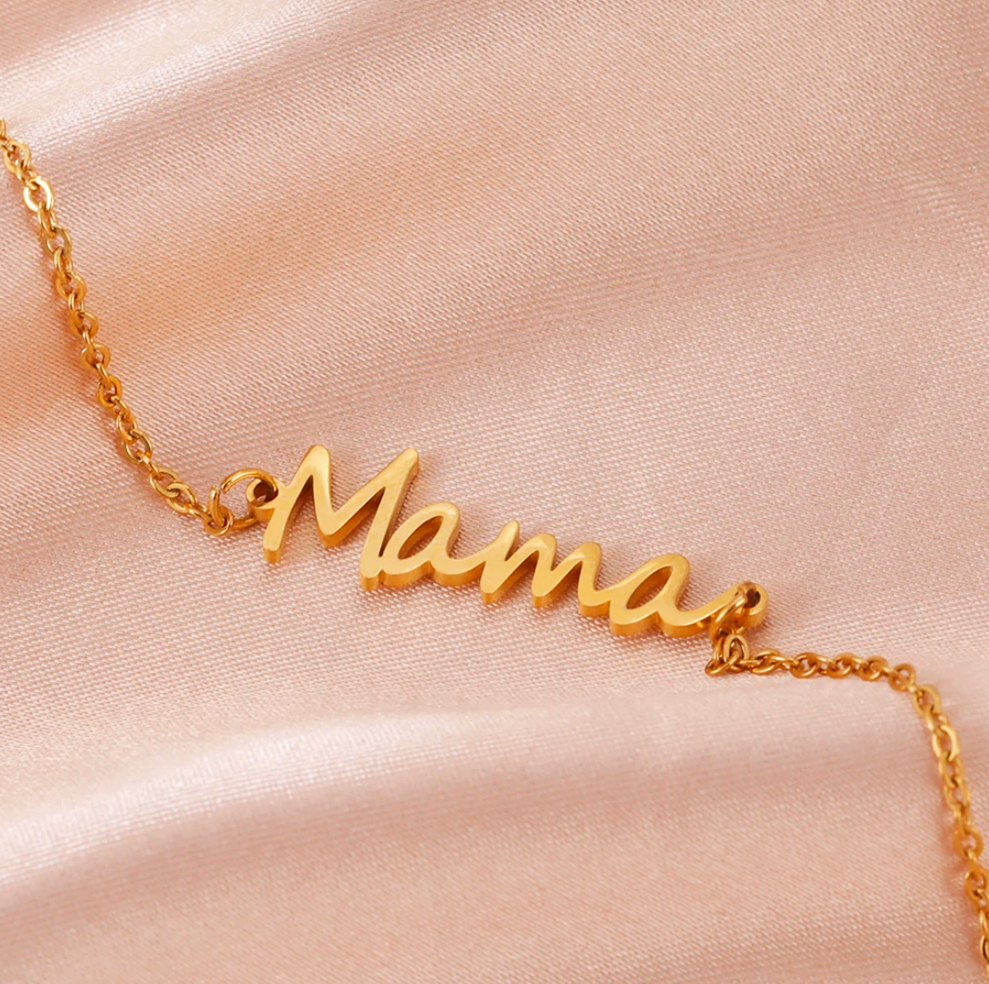 18K gold plated double "mama" bracelet with fine beads