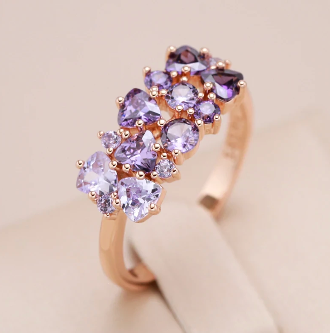 Amethyst stone Set with 18K Rose Gold plating