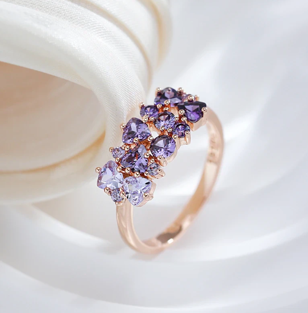 Amethyst stone Set with 18K Rose Gold plating