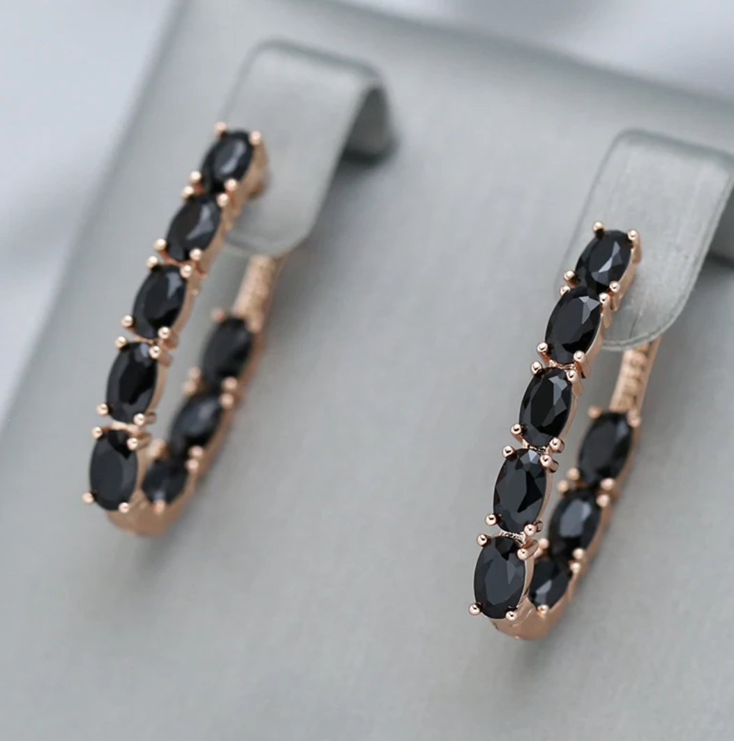 Black zirconia Evening Set with 18K Rose Gold Plating