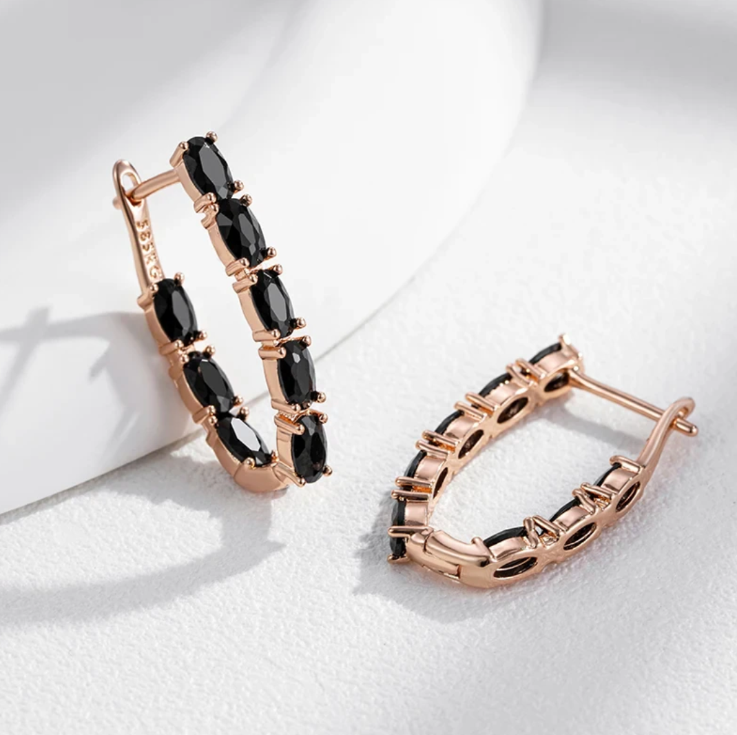 Black zirconia Evening Set with 18K Rose Gold Plating