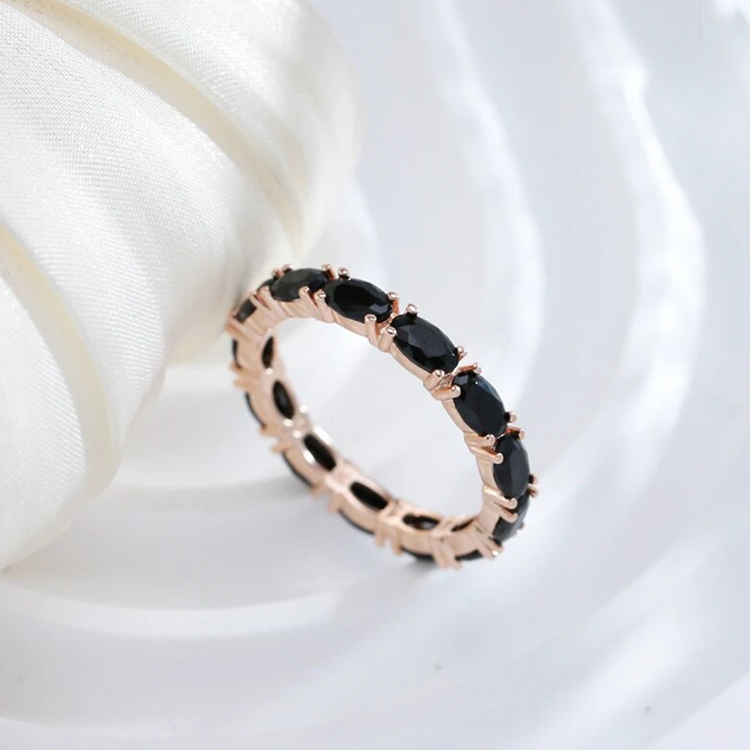 Black zirconia Evening Set with 18K Rose Gold Plating