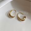 18K Gold Plated brilliant modernist oval earrings