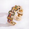 18K Gold Plated Adjustable ring with coloured cubic zirconia stones