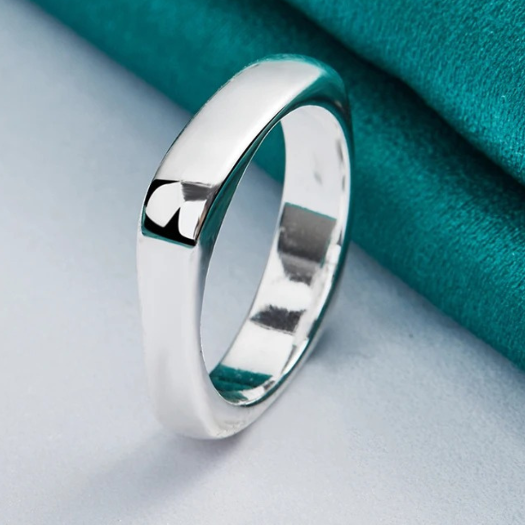 925 Sterling Silver plain square ring adjustable