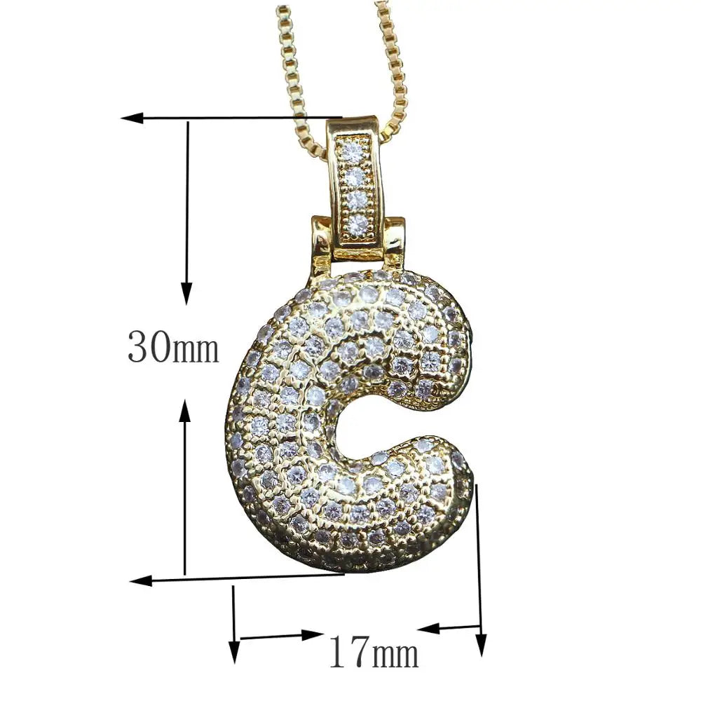 18K Gold Plated Initials Necklace with Rhinestones