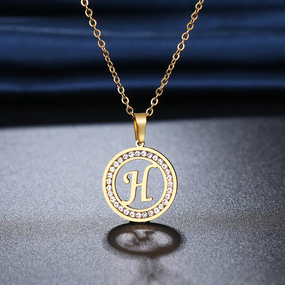 18K Gold/Rose Plated and 925 Silver Crystal Rhinestone Initials Letter Necklaces