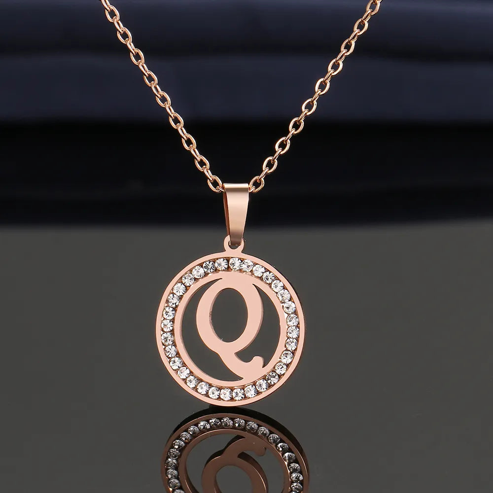 18K Gold/Rose Plated and 925 Silver Crystal Rhinestone Initials Letter Necklaces