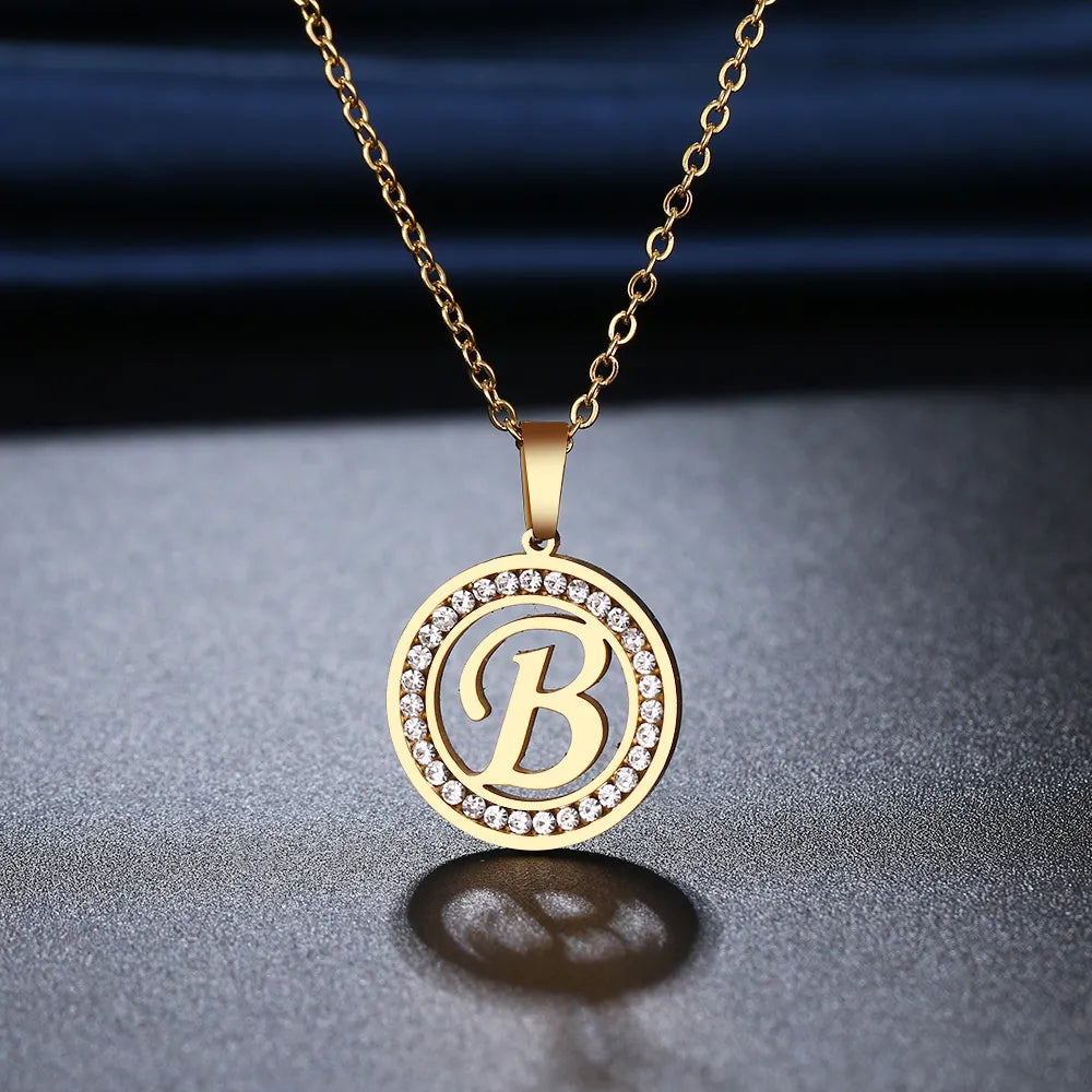 18K Gold/Rose Plated and 925 Silver Crystal Rhinestone Initials Letter Necklaces