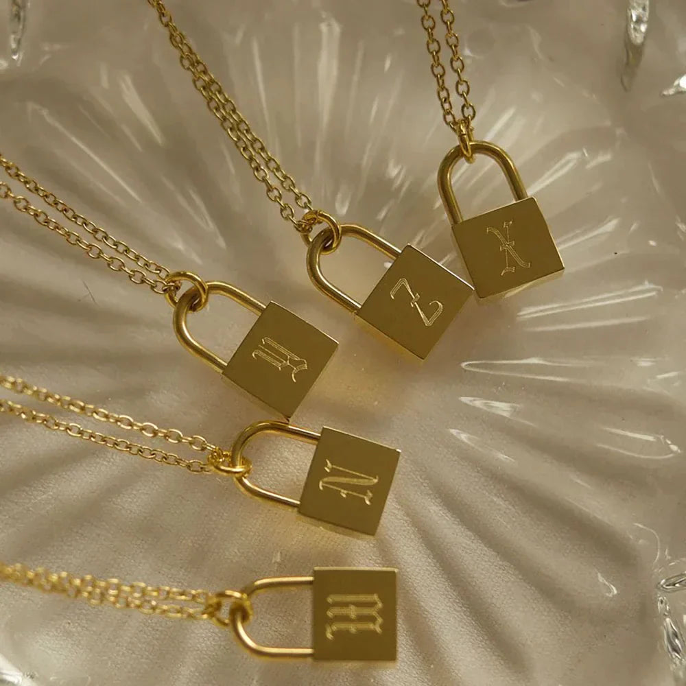 18K Gold Plated Padlock Initials Original Necklace