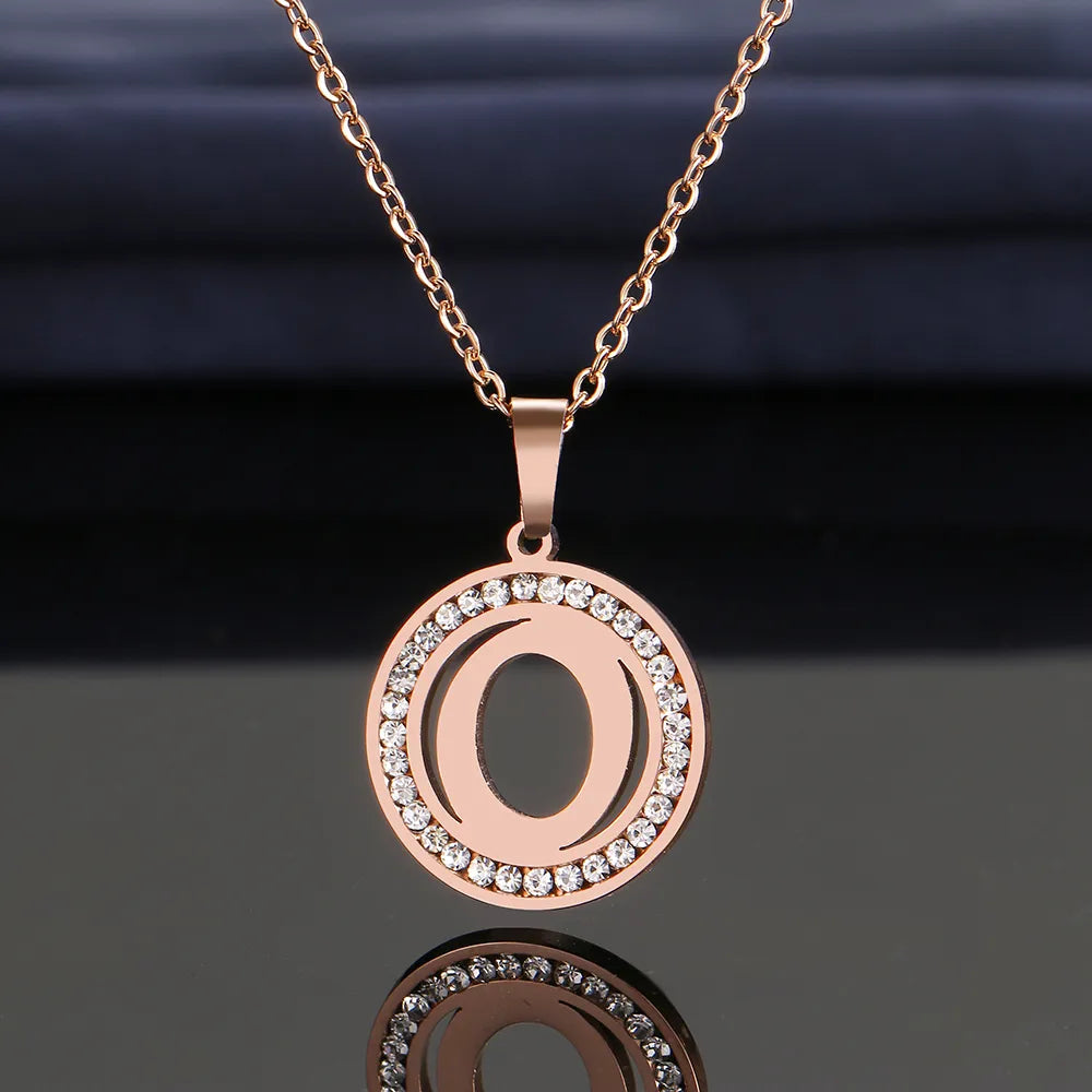 18K Gold/Rose Plated and 925 Silver Crystal Rhinestone Initials Letter Necklaces