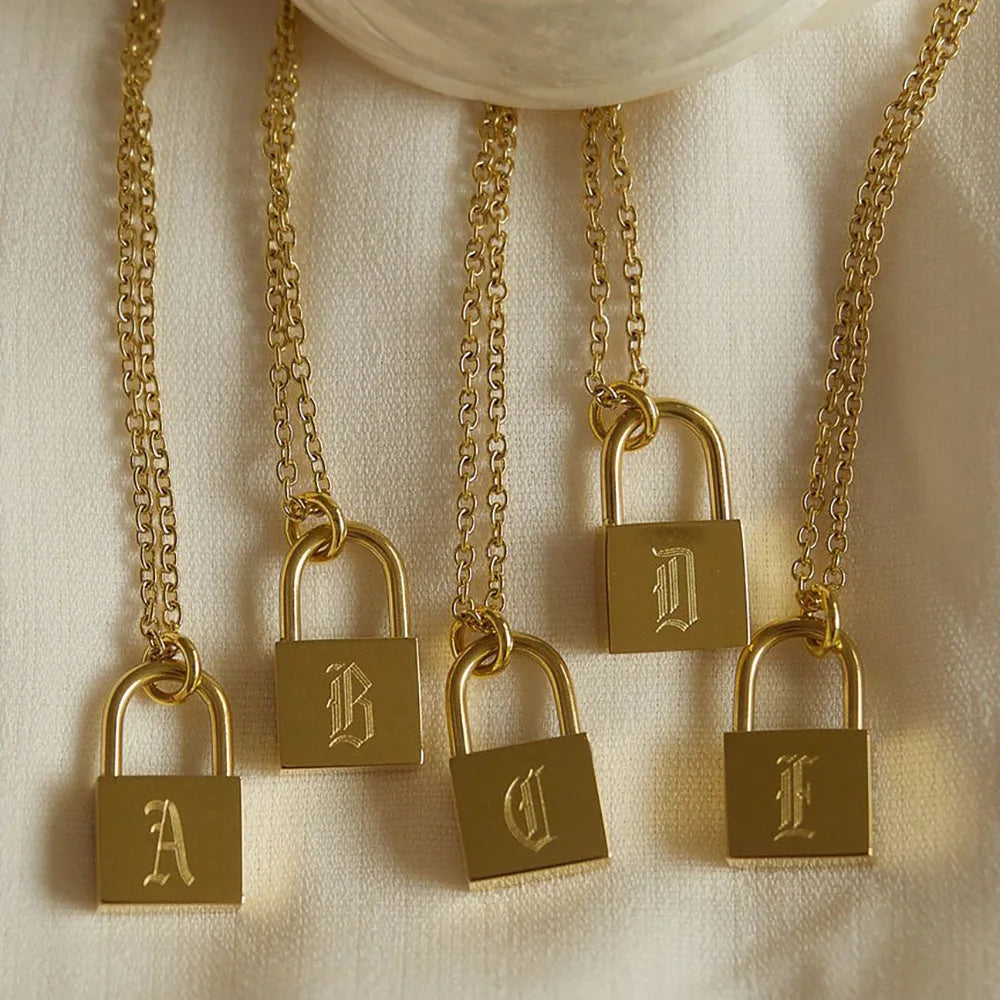 18K Gold Plated Padlock Initials Original Necklace