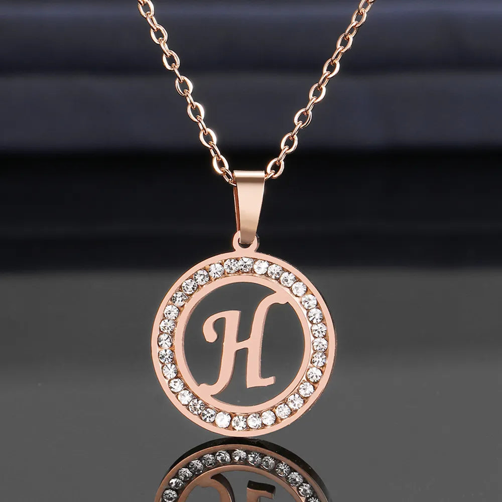 18K Gold/Rose Plated and 925 Silver Crystal Rhinestone Initials Letter Necklaces