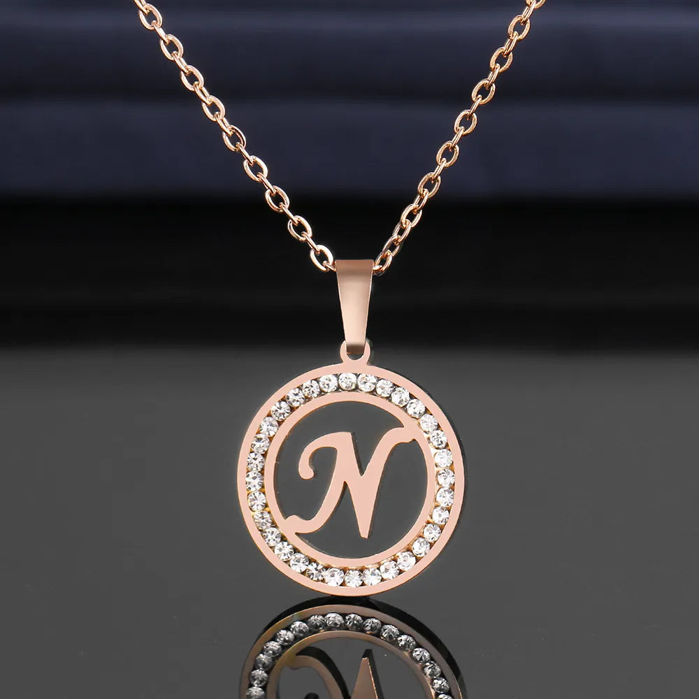 18K Gold/Rose Plated and 925 Silver Crystal Rhinestone Initials Letter Necklaces