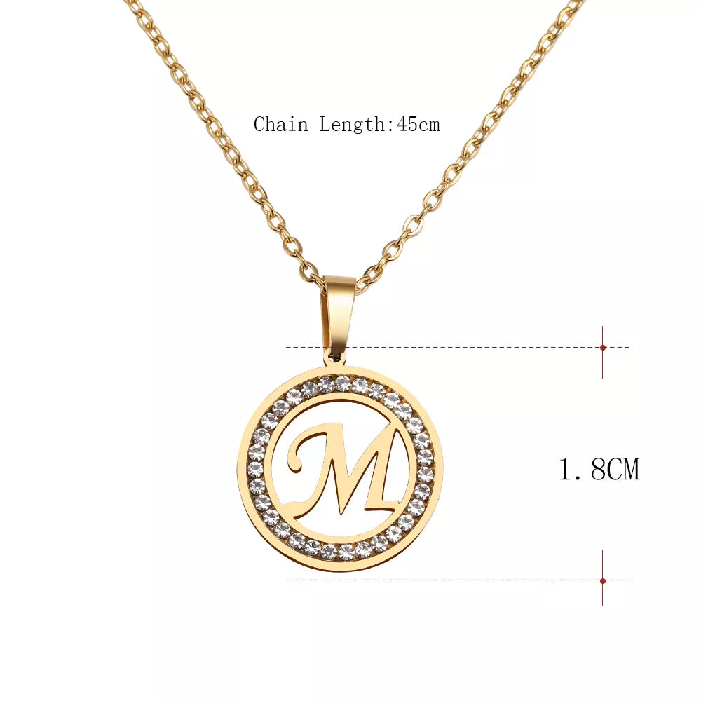 18K Gold/Rose Plated and 925 Silver Crystal Rhinestone Initials Letter Necklaces