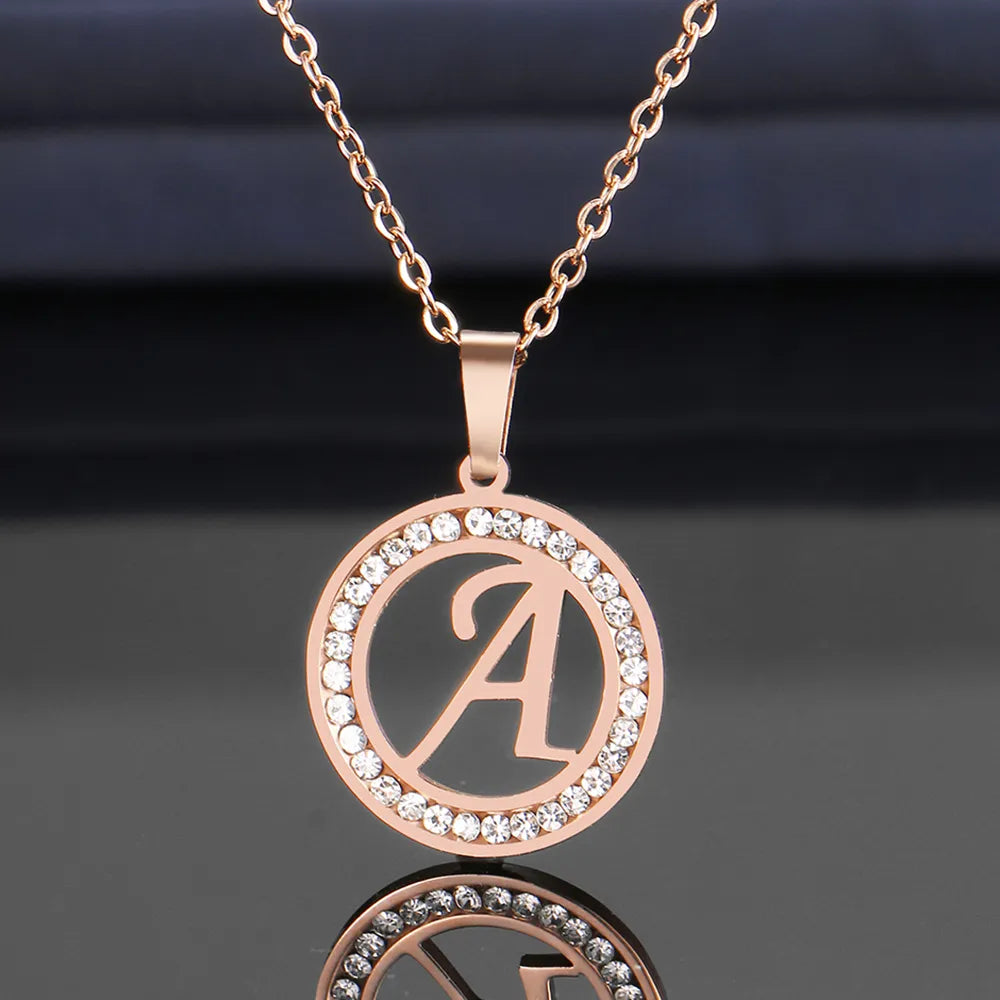 18K Gold/Rose Plated and 925 Silver Crystal Rhinestone Initials Letter Necklaces