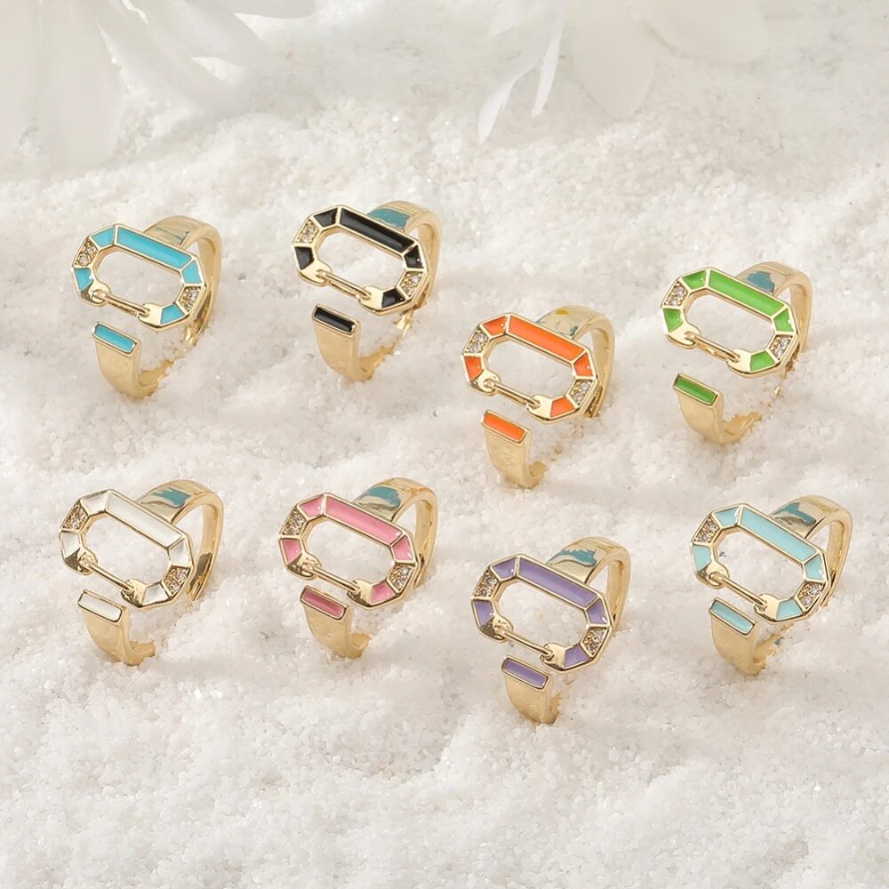 18K gold plated colored circular rings