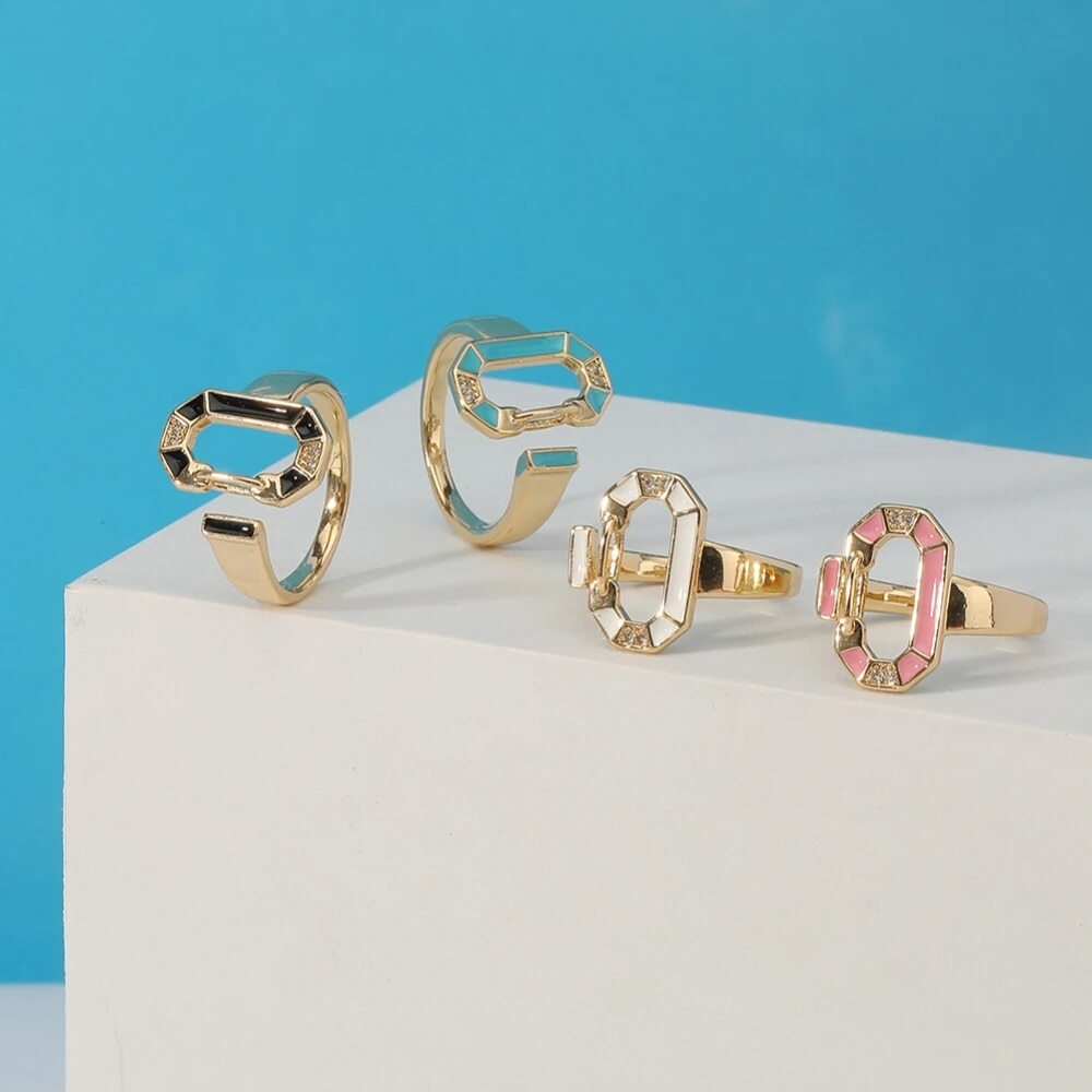 18K gold plated colored circular rings