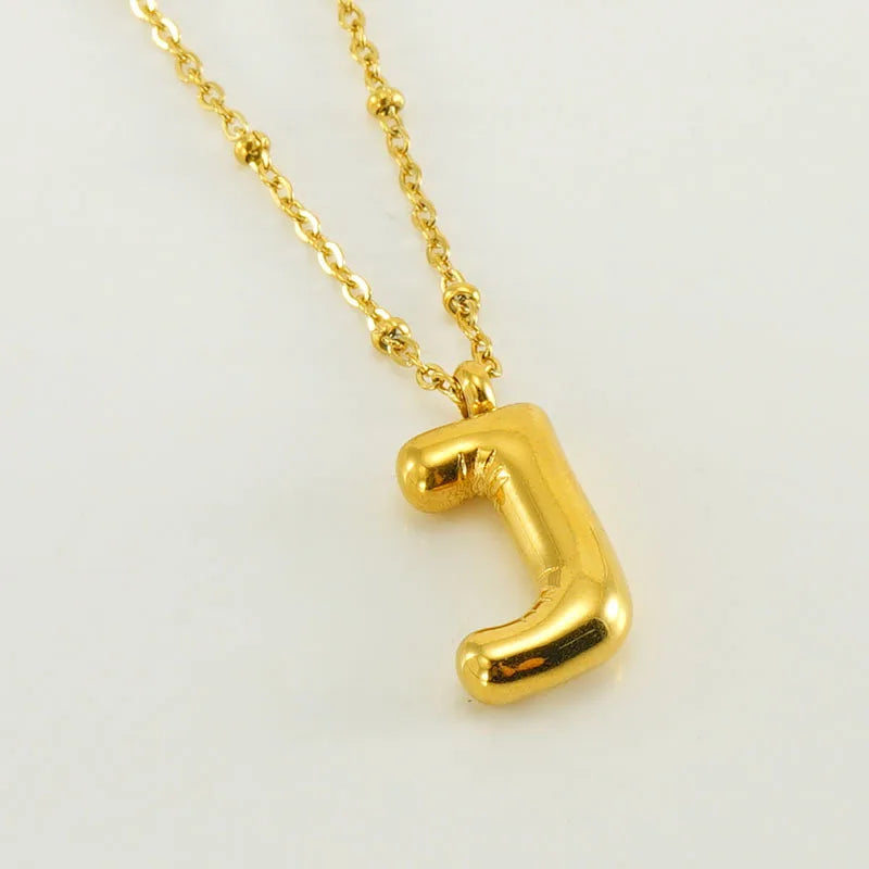 18K Gold Plated Lightweight Balloon Bubble Initial letter Special Necklace