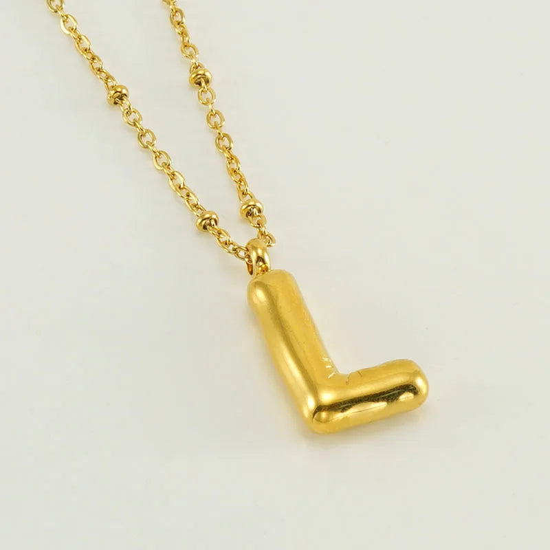 18K Gold Plated Lightweight Balloon Bubble Initial letter Original Necklace