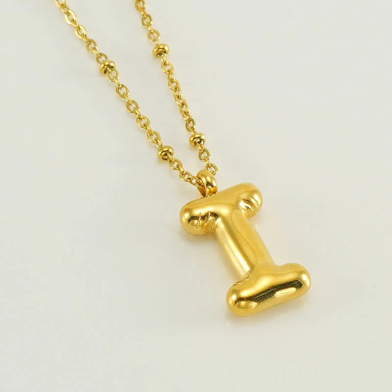 18K Gold Plated Lightweight Balloon Bubble Initial letter Special Necklace